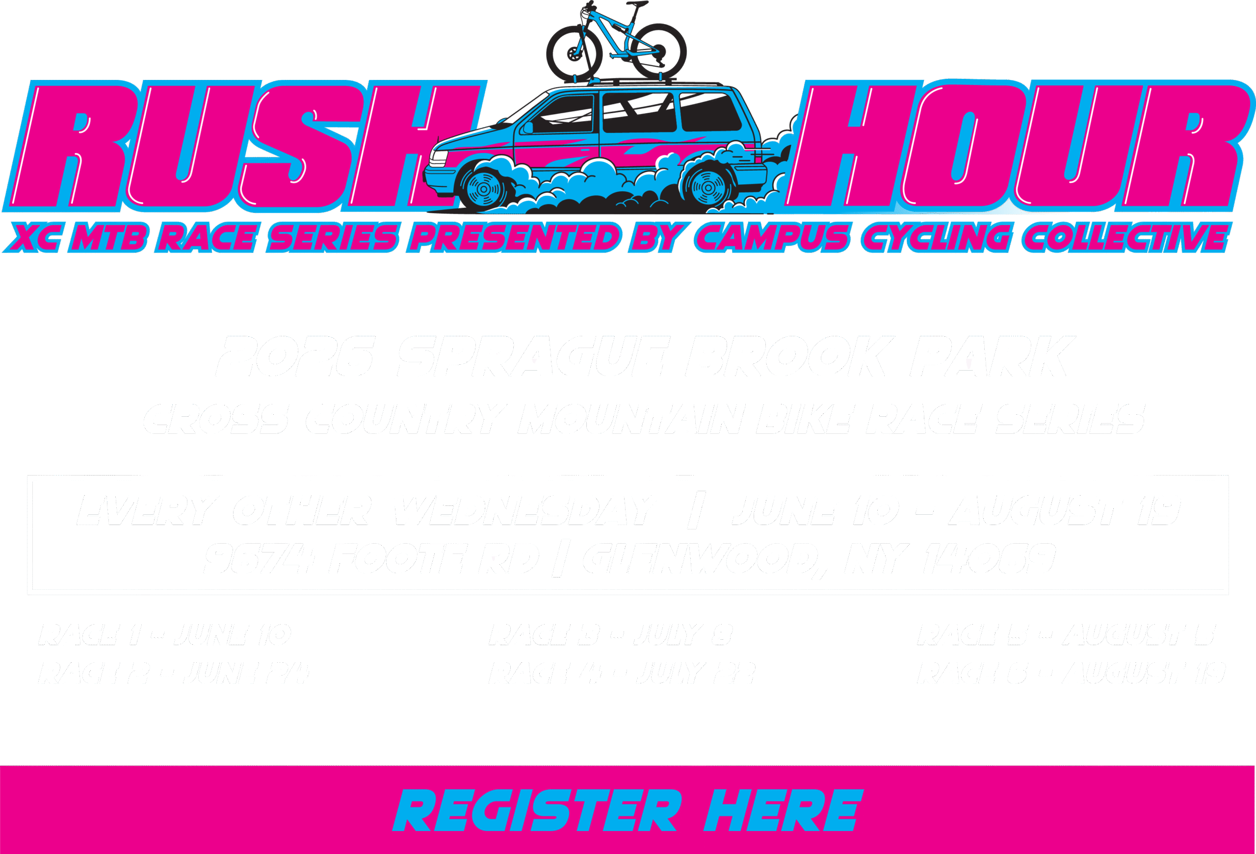 Rush Hour xc mtb race series presented by Campus Cycling Collective. Register here https://www.webscorer.com/registerseries?seriesid=424806